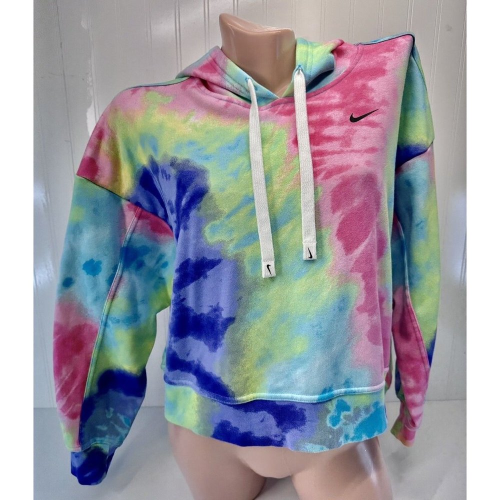 Nike Sweater Women Sz Small Get Fit Cropped Hoodie Tie Dye Sweatshirt Casual Gym